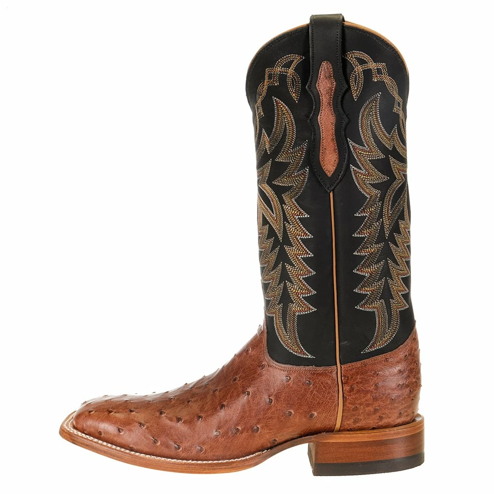 Justin Boots Men's Pascoe Rum Brown Full Quill Ostrich 13in. Black Chester Top Cowboy Boot 5 Justin Boots Men's Pascoe Rum Brown Full Quill Ostrich 13in. Black Chester Top Cowboy Boot - Image 3