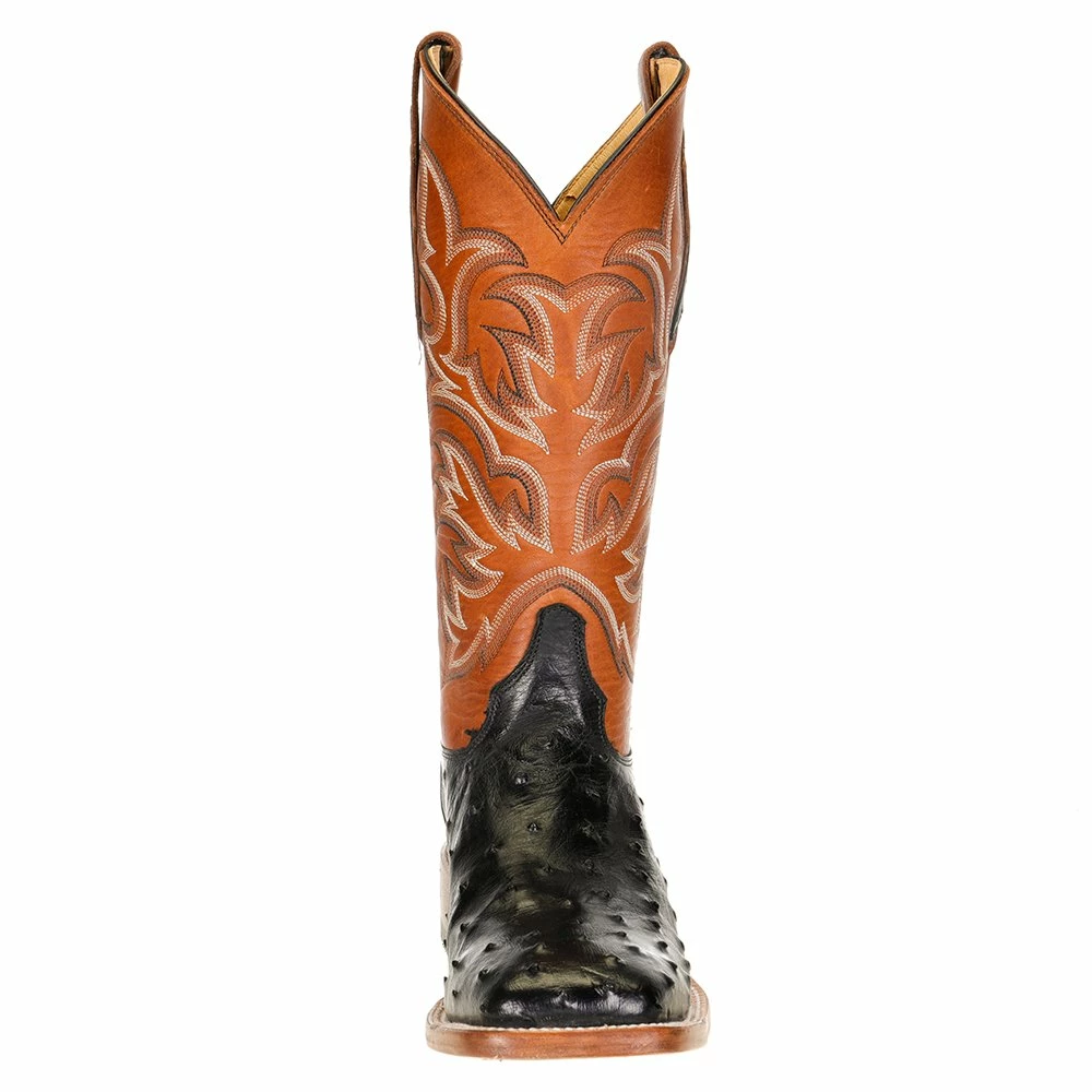 Justin Boots Men's Pascoe Black Full Quill Ostrich 13in. Rebel Suntan Top Cowboy Boots 4 Justin Boots Men's Pascoe Black Full Quill Ostrich 13in. Rebel Suntan Top Cowboy Boots - Image 2