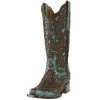Women's Corral Turquoise Cowgirl Boots With Brown Laser Studs 2 Women's Corral Turquoise Cowgirl Boots With Brown Laser Studs -Justin Boots Store 90824 default l