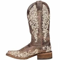 Corral Women's Brown Crater Bone Embroidery Cowgirl Boots 9 Corral Women's Brown Crater Bone Embroidery Cowgirl Boots -Justin Boots Store A2663 3