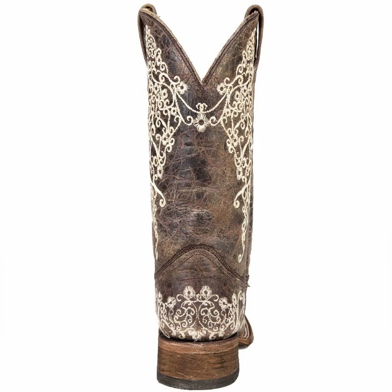 Corral Women's Brown Crater Bone Embroidery Cowgirl Boots 6 Corral Women's Brown Crater Bone Embroidery Cowgirl Boots - Image 4