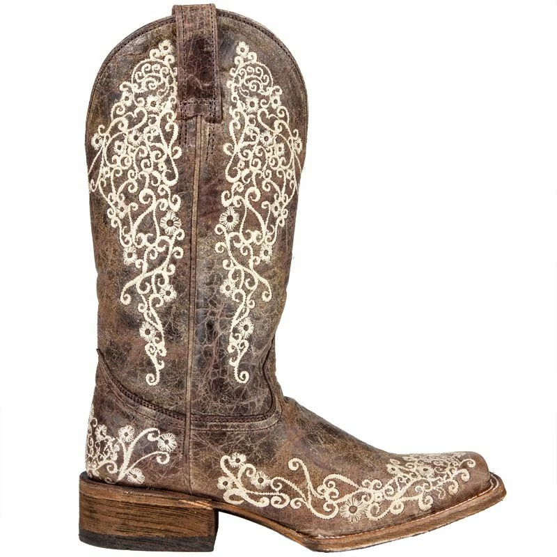 Corral Women's Brown Crater Bone Embroidery Cowgirl Boots 7 Corral Women's Brown Crater Bone Embroidery Cowgirl Boots - Image 5