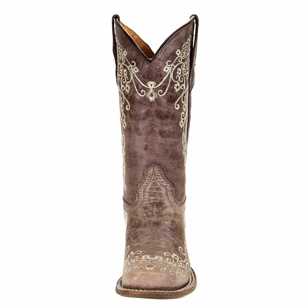 Corral Kids Brown And Bone Embroidery Square Toe Boots 4 Corral Kids Brown And Bone Embroidery Square Toe Boots - Image 2