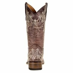 Corral Kids Brown And Bone Embroidery Square Toe Boots 10 Corral Kids Brown And Bone Embroidery Square Toe Boots -Justin Boots Store A2980 9763