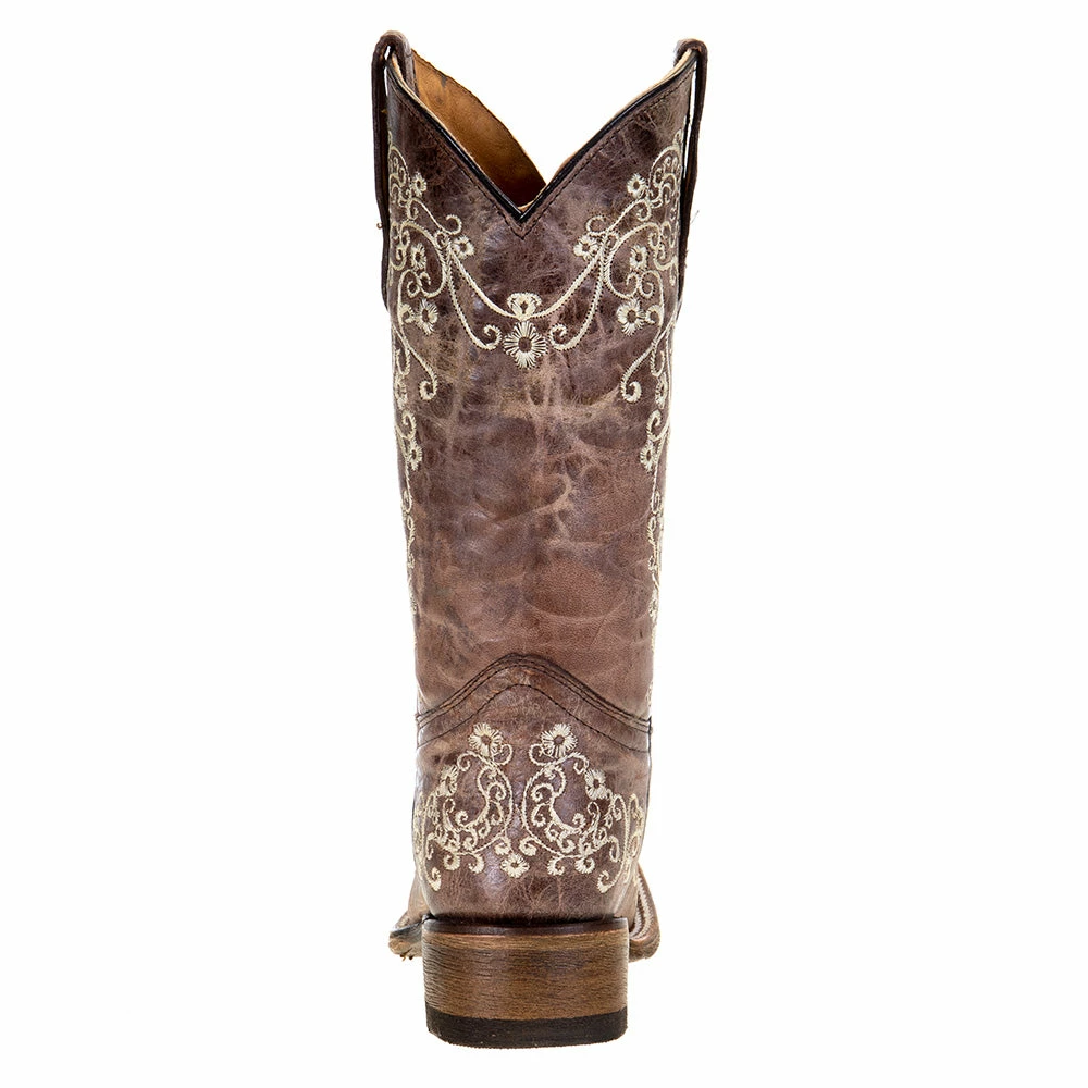 Corral Kids Brown And Bone Embroidery Square Toe Boots 6 Corral Kids Brown And Bone Embroidery Square Toe Boots - Image 4