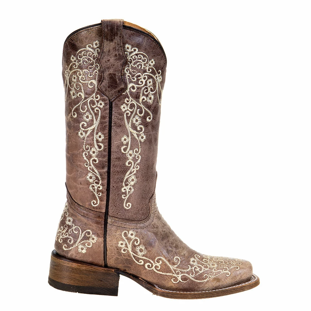 Corral Kids Brown And Bone Embroidery Square Toe Boots 7 Corral Kids Brown And Bone Embroidery Square Toe Boots - Image 5