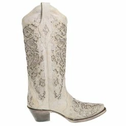 Corral Women's White Glitter Inlay Boots -Justin Boots Store A3322 4