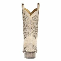 Corral Ladies White Glitter/Crystals Square Toe Cowgirl Boots -Justin Boots Store A3397 3
