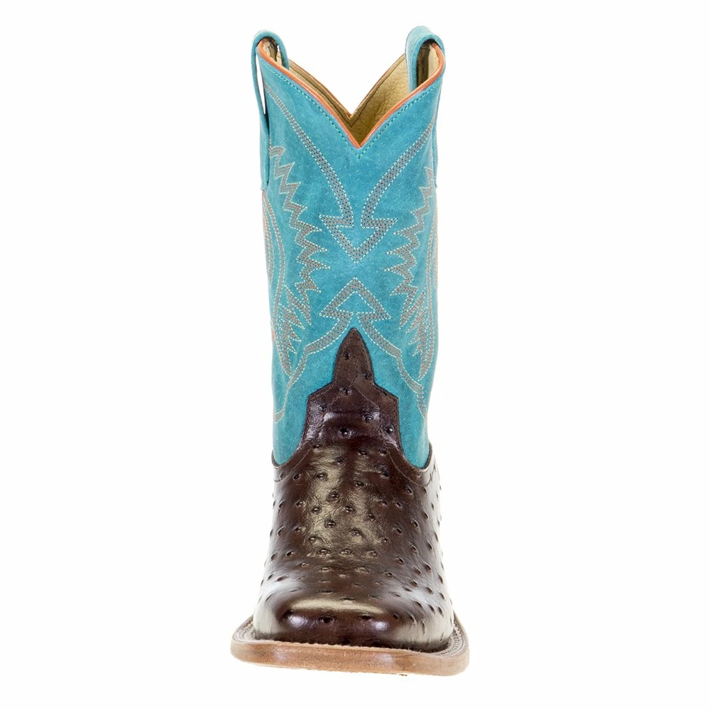 Anderson Bean Kids Chocolate Impostrich Turquoise Sinsation Top Cowboy Boots 4 Anderson Bean Kids Chocolate Impostrich Turquoise Sinsation Top Cowboy Boots - Image 2
