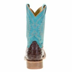 Anderson Bean Kids Chocolate Impostrich Turquoise Sinsation Top Cowboy Boots 10 Anderson Bean Kids Chocolate Impostrich Turquoise Sinsation Top Cowboy Boots -Justin Boots Store ABK7083 3