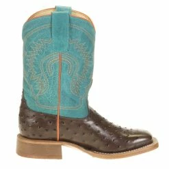Anderson Bean Kids Chocolate Impostrich Turquoise Sinsation Top Cowboy Boots 11 Anderson Bean Kids Chocolate Impostrich Turquoise Sinsation Top Cowboy Boots -Justin Boots Store ABK7083 4