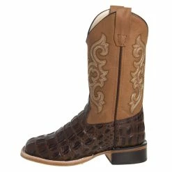 Old West Childs Brown Horn Back Gator Tan Canyon Cowboy Boots -Justin Boots Store BSC1830 2