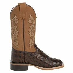 Old West Childs Brown Horn Back Gator Tan Canyon Cowboy Boots -Justin Boots Store BSC1830 4