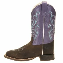 Old West Kids Purple Top Brown Foot Cowgirl Boots -Justin Boots Store BSC1907 2