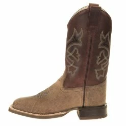 Old West Youth Burnt Red Waxy Top Brown Bull Hide Foot Cowboy Boots -Justin Boots Store BSC1912 21