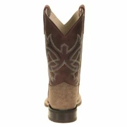 Old West Youth Burnt Red Waxy Top Brown Bull Hide Foot Cowboy Boots -Justin Boots Store BSC1912 31