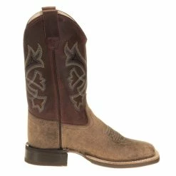Old West Youth Burnt Red Waxy Top Brown Bull Hide Foot Cowboy Boots -Justin Boots Store BSC1912 41