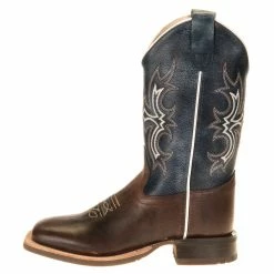Old West Kids Wipe Out Blue Shaft Brown Foot Cowboy Boots -Justin Boots Store BSC1914 2
