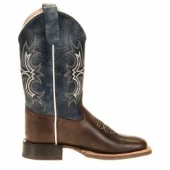 Old West Youth Wipe Out Blue Shaft Brown Foot Cowboy Boots -Justin Boots Store BSC1914 41