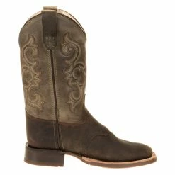 Old West Kids Green Waxy Top Brown Foot Cowboy Boots -Justin Boots Store BSC1915 4