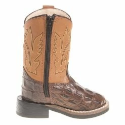 Old West Boys Toddler Brown Horn Back Gator Tan Canyon Cowboy Boots -Justin Boots Store BSI1830 4