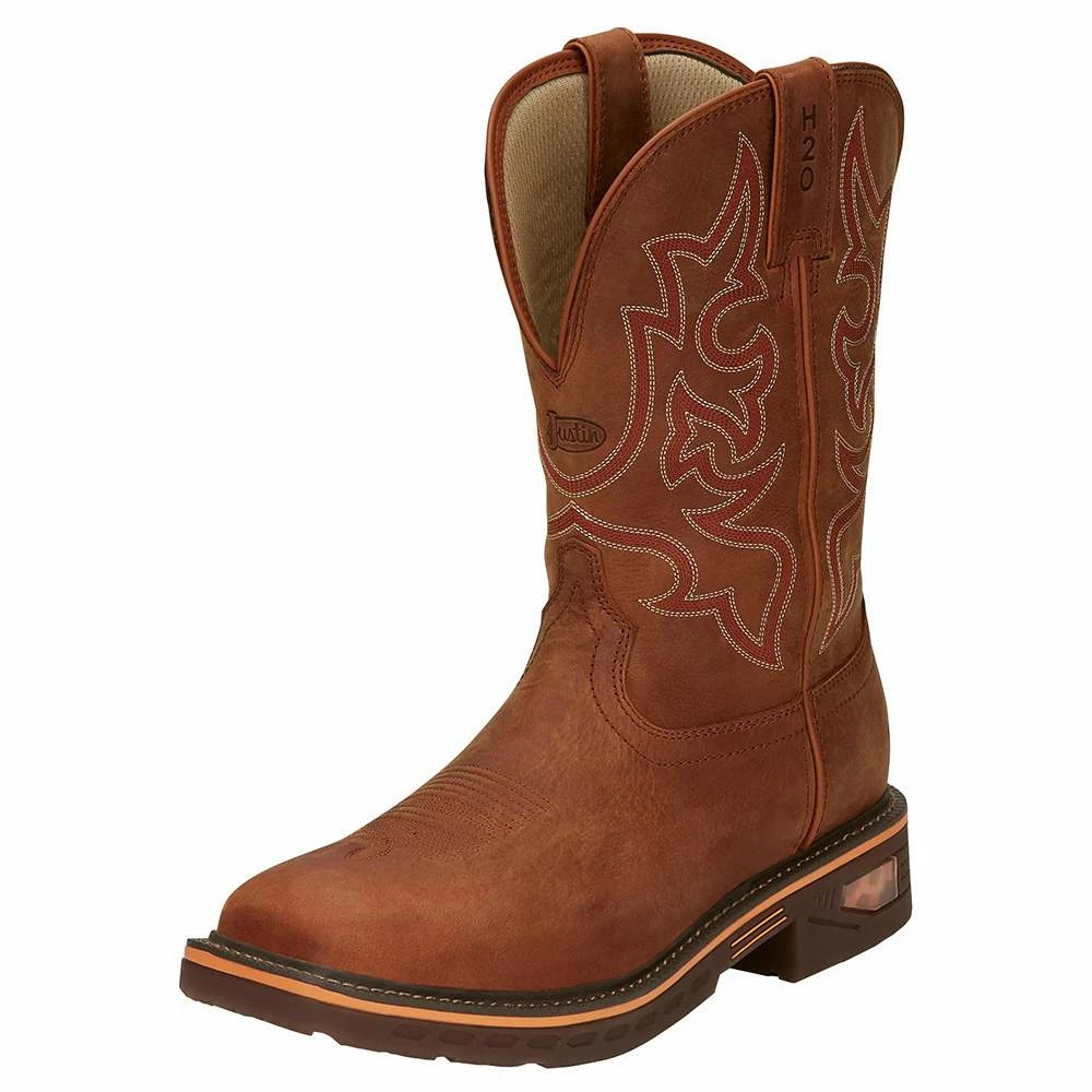 Justin Boots Men`s Resistor Russett 13` Russett H20 Soft Toe Square Work Boot 4 Justin Boots Men`s Resistor Russett 13` Russett H20 Soft Toe Square Work Boot - Image 2