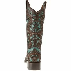Women's Corral Turquoise Cowgirl Boots With Brown Laser Studs -Justin Boots Store G1416 3