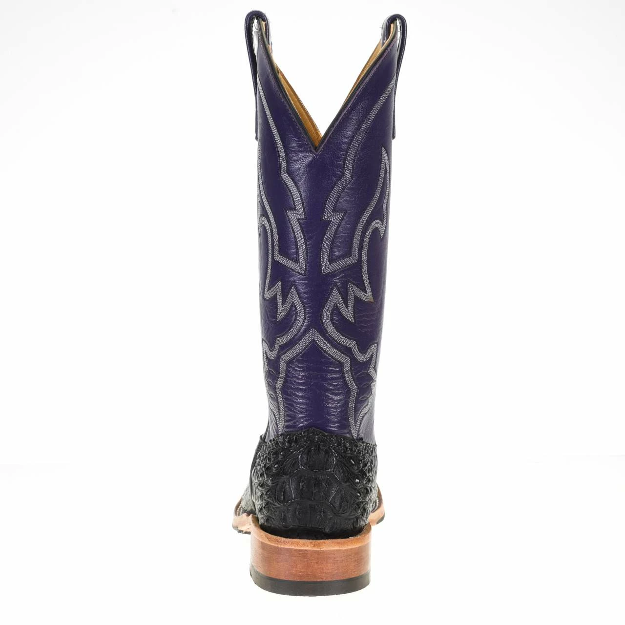 Anderson Bean Men's Black Hornback Caiman 13in. Purple Orchid Kidskin Top Square Toe Boots 5 Anderson Bean Men's Black Hornback Caiman 13in. Purple Orchid Kidskin Top Square Toe Boots - Image 3