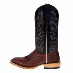 Horsepower Men's Brandy Lux Full Quill Ostrich 13in Black Top Square Toe Boots 10 Horsepower Men's Brandy Lux Full Quill Ostrich 13in Black Top Square Toe Boots -Justin Boots Store HP8015 2