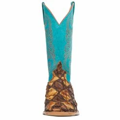 Horsepower Boots Men`s Top Hand Cigar Matte Bass Patchwork 13` Turquoise Top Boot -Justin Boots Store HP8052 2