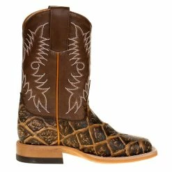 Horsepower Kids Horsepower Rusty Fish Print With Brown Top Cowboy Boots -Justin Boots Store HPK1844 5