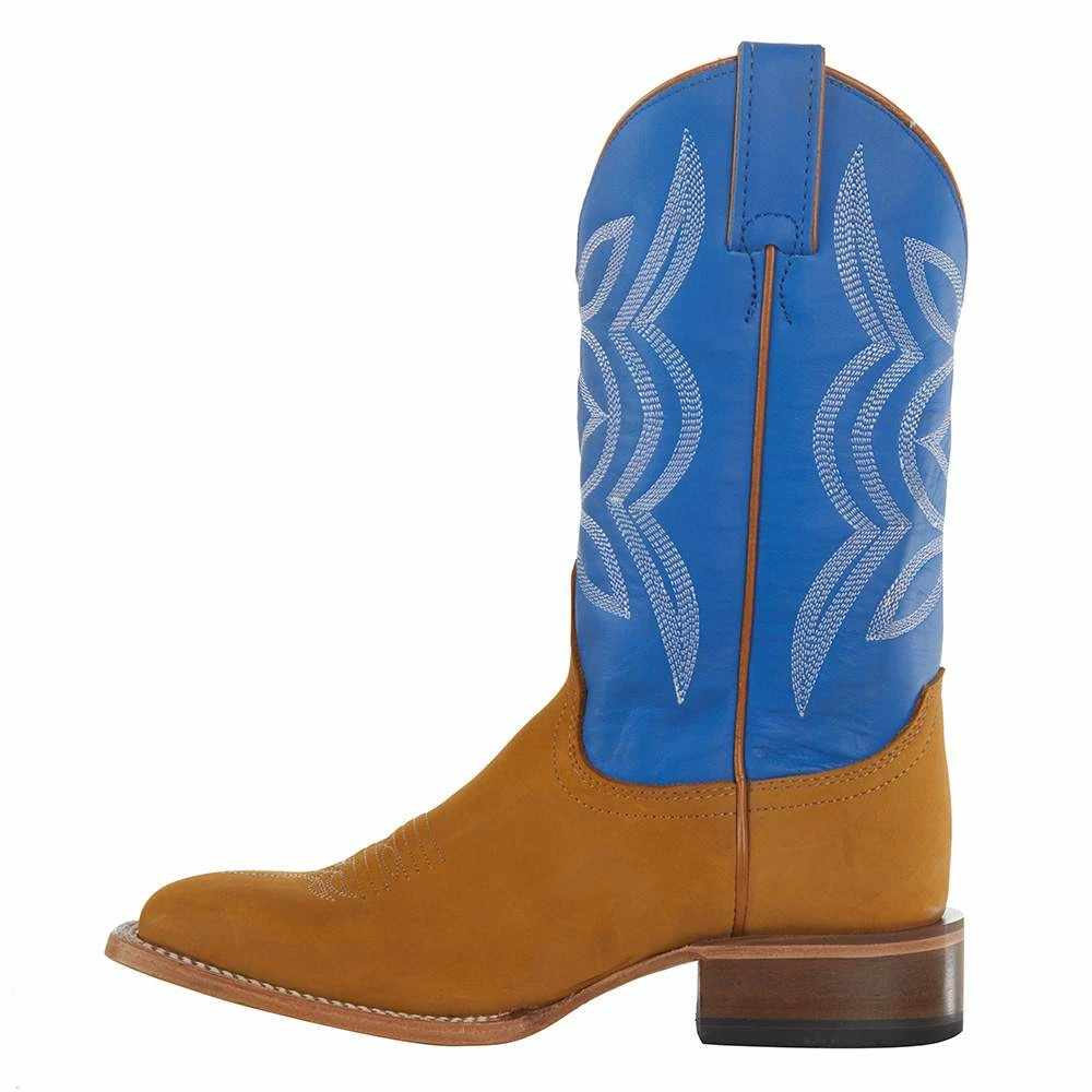 Justin Boots Women's Hayes Tan 11` Blue Square Toe Boot 5 Justin Boots Women's Hayes Tan 11` Blue Square Toe Boot - Image 3