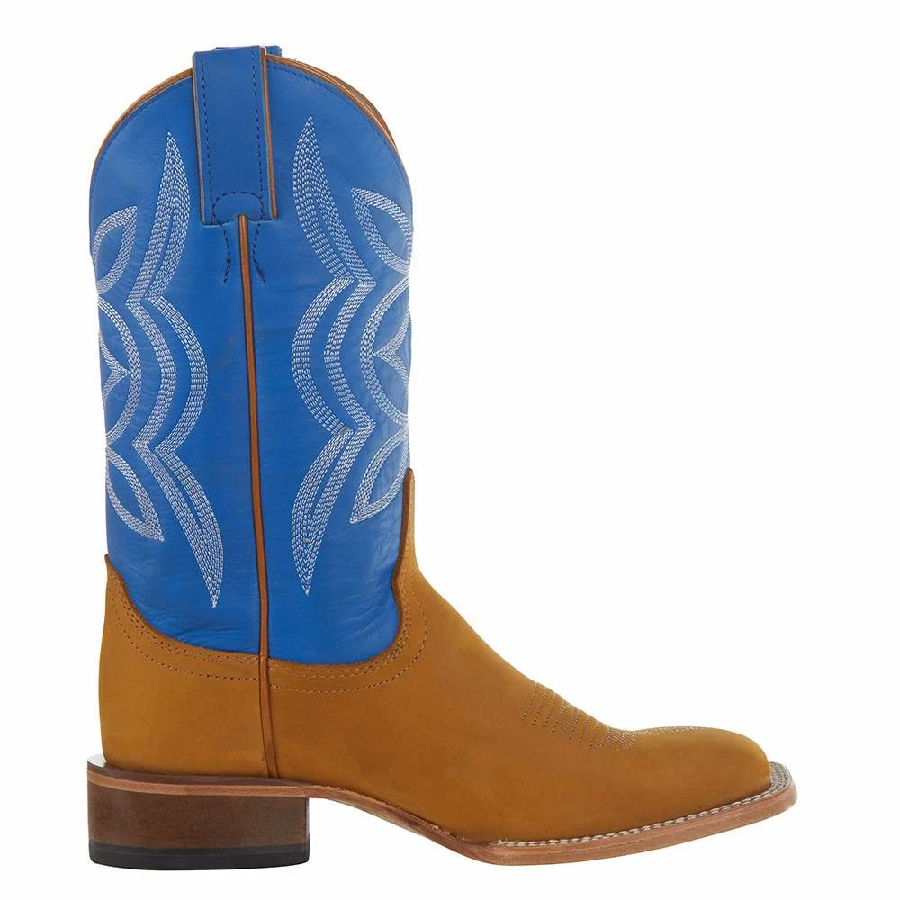 Justin Boots Women's Hayes Tan 11` Blue Square Toe Boot 7 Justin Boots Women's Hayes Tan 11` Blue Square Toe Boot - Image 5