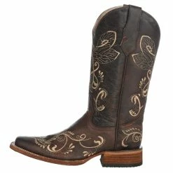Circle G Women's Brown Crackle Dragon Fly Embroidery Cowgirl Boots -Justin Boots Store L5079 4