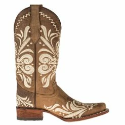 Circle G Womens Tan Embroided Square Toe Boots -Justin Boots Store L5409 4