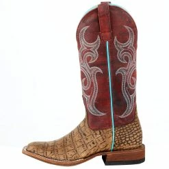Macie Bean Women's Co Vintage Caiman Print Rigsbe Red Top Cowgirl Boots -Justin Boots Store M9118 31