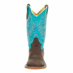 Macie Bean Boots Kids Brown Foot Blue Top Oxbow Sole Cowgirl Boot -Justin Boots Store MK9147 1