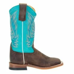 Macie Bean Boots Kids Brown Foot Blue Top Oxbow Sole Cowgirl Boot -Justin Boots Store MK9147 4