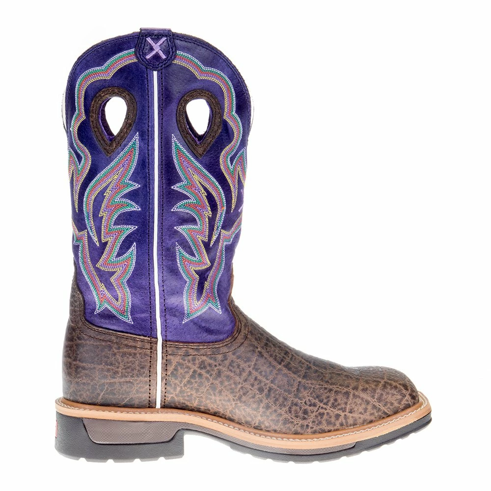 Twisted X Men's Brown Elephant Print 12in. Purple Alloy Toe Work Boots 7 Twisted X Men's Brown Elephant Print 12in. Purple Alloy Toe Work Boots - Image 5