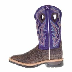 Men's Twisted X Brown Elephant Print 12in. Purple Soft Toe Work Boots -Justin Boots Store MLCW027 03421