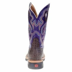 Men's Twisted X Brown Elephant Print 12in. Purple Soft Toe Work Boots -Justin Boots Store MLCW027 0343