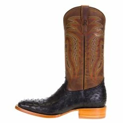 Men's R Watson Black Full Quill Ostrich 13in. Mad Dog Tan Cowhide Top Boots 9 Men's R Watson Black Full Quill Ostrich 13in. Mad Dog Tan Cowhide Top Boots -Justin Boots Store MU10003 2