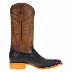 Men's R Watson Black Full Quill Ostrich 13in. Mad Dog Tan Cowhide Top Boots 11 Men's R Watson Black Full Quill Ostrich 13in. Mad Dog Tan Cowhide Top Boots -Justin Boots Store MU10003 4