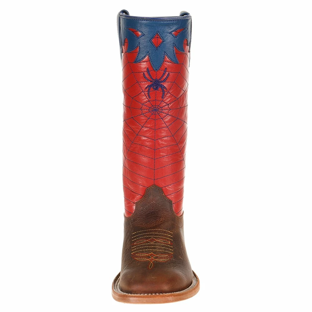 Olathe Boot Company Kid's Red & Blue Spider Web Cowboy Boots 4 Olathe Boot Company Kid's Red & Blue Spider Web Cowboy Boots - Image 2