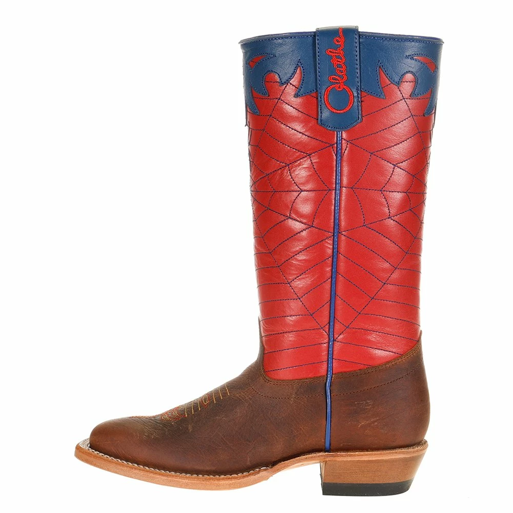 Olathe Boot Company Kid's Red & Blue Spider Web Cowboy Boots 5 Olathe Boot Company Kid's Red & Blue Spider Web Cowboy Boots - Image 3