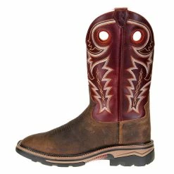 R Watson Boots Mens' Adobe Brown Buffalo 12in. Cherry Red Square Soft Toe Work Boots -Justin Boots Store RW1002 2
