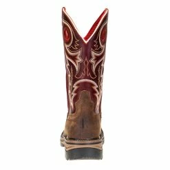 R Watson Boots Mens' Adobe Brown Buffalo 12in. Cherry Red Square Soft Toe Work Boots -Justin Boots Store RW1002 3