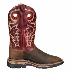 R Watson Boots Mens' Adobe Brown Buffalo 12in. Cherry Red Square Soft Toe Work Boots -Justin Boots Store RW1002 4