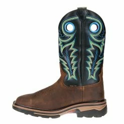 R Watson Boots Men's R. Saddle Distressed Buffalo 12in. Emerald Green Top Square Steel Toe Work Boots -Justin Boots Store RW1009ST 2