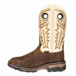 R Watson Boots Men's Chestnut Distressed Buffalo 12in. Ivory Bone Top Square Steel Toe Work Boots 9 R Watson Boots Men's Chestnut Distressed Buffalo 12in. Ivory Bone Top Square Steel Toe Work Boots -Justin Boots Store RW1011ST 2
